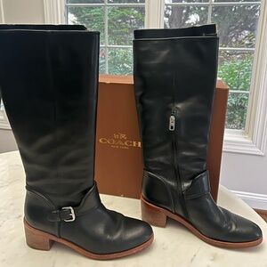 Coach Roma Soft shine Leather Calf Boots, Size 8